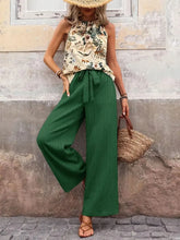 Printed Tank Top and Wide Leg Pants Set - kinko