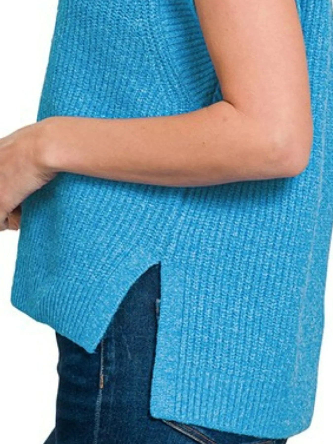 Zenana Oversized Sweater Vest with Side Slit - kinko