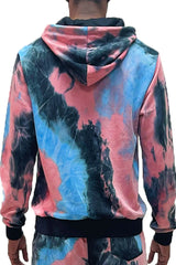 WEIV Men's Full Size Drawstring Cotton Tye Dye Hoodie Plus Size - kinko