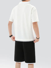 Men's Plus Size Johnny Collar Top and Shorts Set - kinko