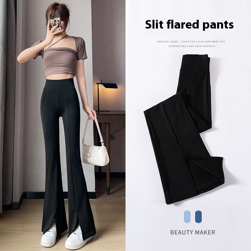 Fleece-lined Thick Shark Pants High Waisted Tuck Pants Slimming And Tight Yoga Pants - kinko