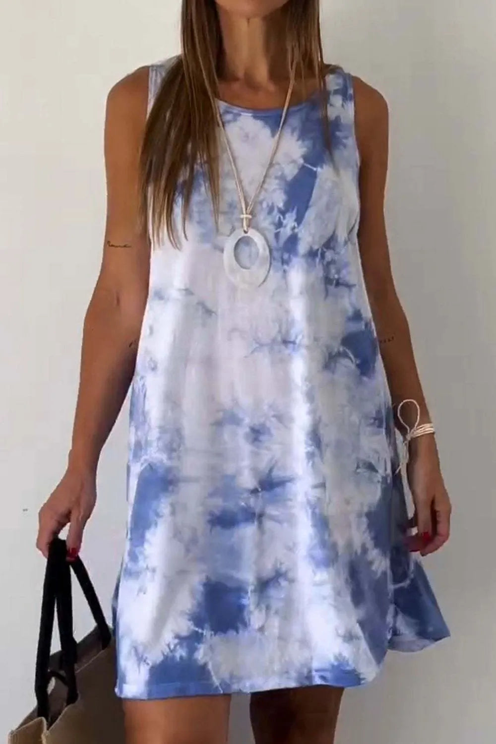 Full Size Tie-Dye Sleeveless Mini Tank Dress Plus Size - kinko
