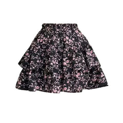 French Style Vintage And Little Fresh Cherry Floral A- Line Skirt - kinko