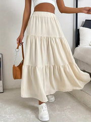 European And American Style Women Summer Bohemian Pleated Layered Long Skirt - kinko