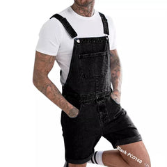 Youth Casual Mid-stretch Denim Suspender Pants - kinko