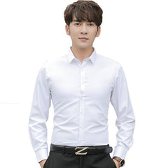 Men's Long Sleeve White Shirt Business Twill Men's Clothing Business Clothing Hotel KTV Work Clothes Black