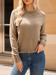 Crew Neck Long Sleeve Sweater - kinko