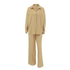 Loose Cotton And Linen Breathable Long Sleeves Trousers Two-piece Set - kinko