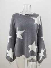 Fall Winter Plus Size Five-pointed Star Sweater Fashion Geometric Pullover Loose OL Commuter Sweater Women