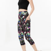 Three-color Water Drop Print Yoga Pants Pocket Cropped Leggings - kinko