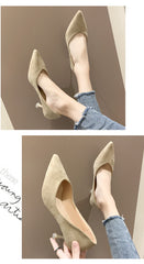 Single Mid-heel Suede Soft-soled High-heeled Shoes