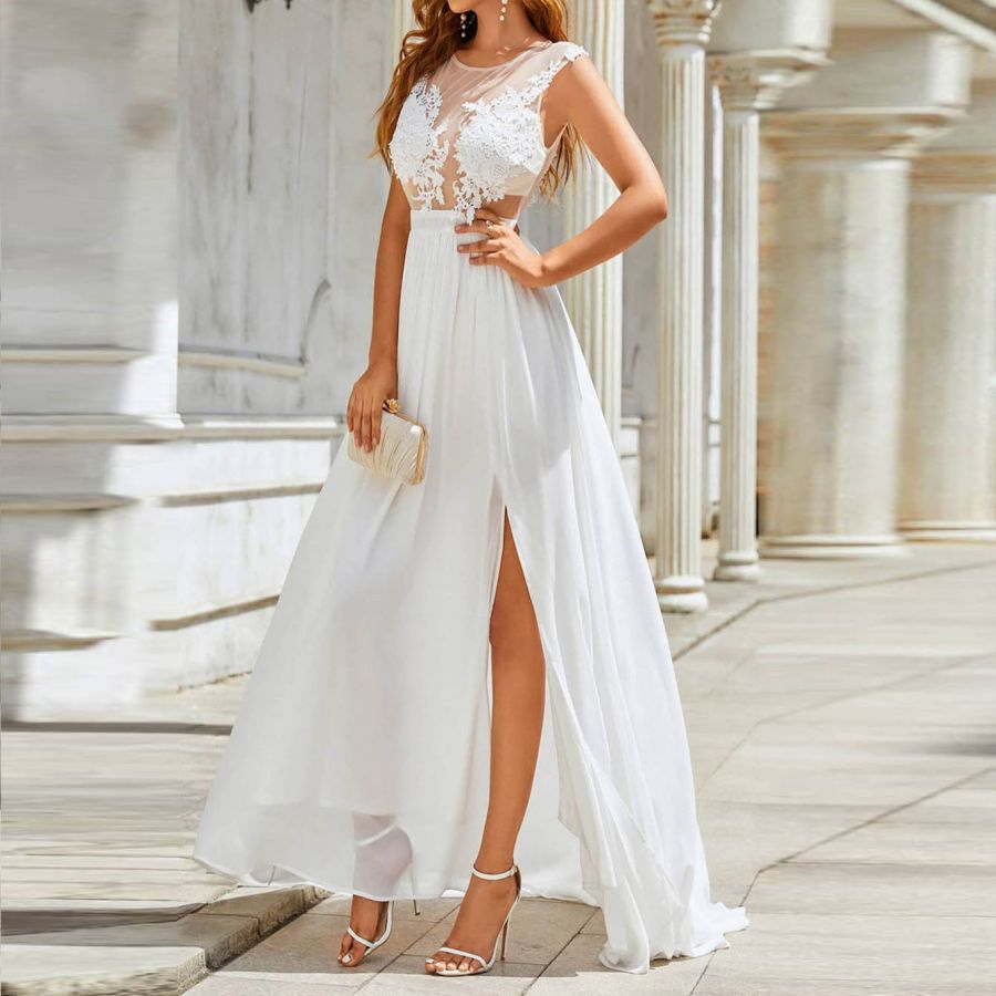 Chiffon Lace Trailing Wedding Large Swing Dress - kinko