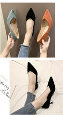 Single Mid-heel Suede Soft-soled High-heeled Shoes