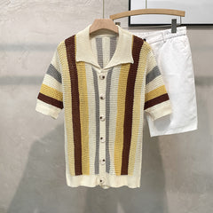 Dopamine Stripe Loose Casual Shirt - kinko