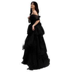 Black Evening Dress Light Luxury Minority French Style Pettiskirt - kinko