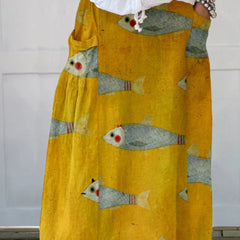 Women's Loose Versatile Pocket 3D Printed Midi Skirt - kinko