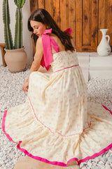 SO ME Ribbon Flowy Maxi Dress with Contrast Trim - kinko