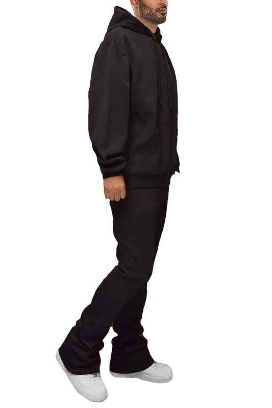 WEIV Men's Fleece Hoodie and Flare Pant Set - kinko