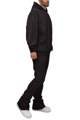 WEIV Men's Fleece Hoodie and Flare Pant Set - kinko