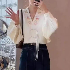 Fall Winter Coat Short Slimming V-neck Vintage Sweater Cardigan For Women