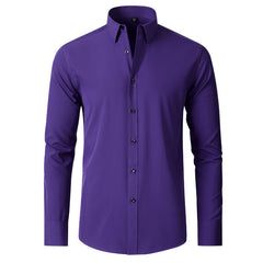 Korean Slim-fit Solid Color Shirt Men's Shirt - kinko
