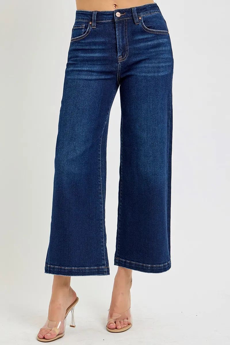 RISEN High Rise Crop Wide Jeans - kinko