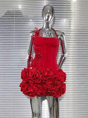 Bandage Vest Flower Evening Dress Two-piece Suit - kinko