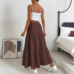 European And American Style Women Summer Bohemian Pleated Layered Long Skirt - kinko