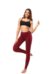 Leggings - Cropped Low-rise Solid Burgundy - kinko
