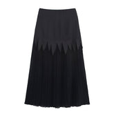Acetate Satin Chiffon Slimming Patchwork Pleated Skirt - kinko