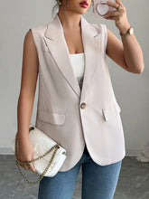 One Button Sleeveless Blazer - kinko
