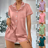 Casual Pajamas Women's Artificial Silk Soft Double Short Lapel - kinko
