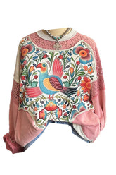 Damen-Sweatshirt mit kontrastfarbenen Spitzennähten und Niche-Design aus Baumwolle