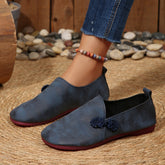 Herbstliche flache Freizeitschuhe für Damen, runde, weiche Loafer mit niedrigem Schaft