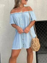 Full Size Raw Hem Mini Denim Dress Plus Size - kinko