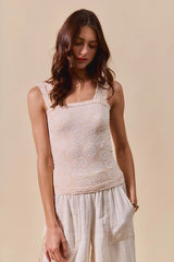 SO ME Two Tone Floral Seamless Tank Top - kinko