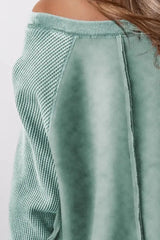 Exposed Seam Long Sleeve Sweatshirt - kinko