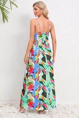Printed Surplice Maxi Cami Dress - kinko