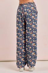 BiBi Washed Floral Print Wide Leg Jeans - kinko