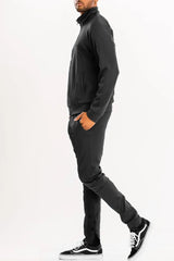 WEIV Men's Full Size Zip Up Track Jacket and Pants Set Plus Size - kinko