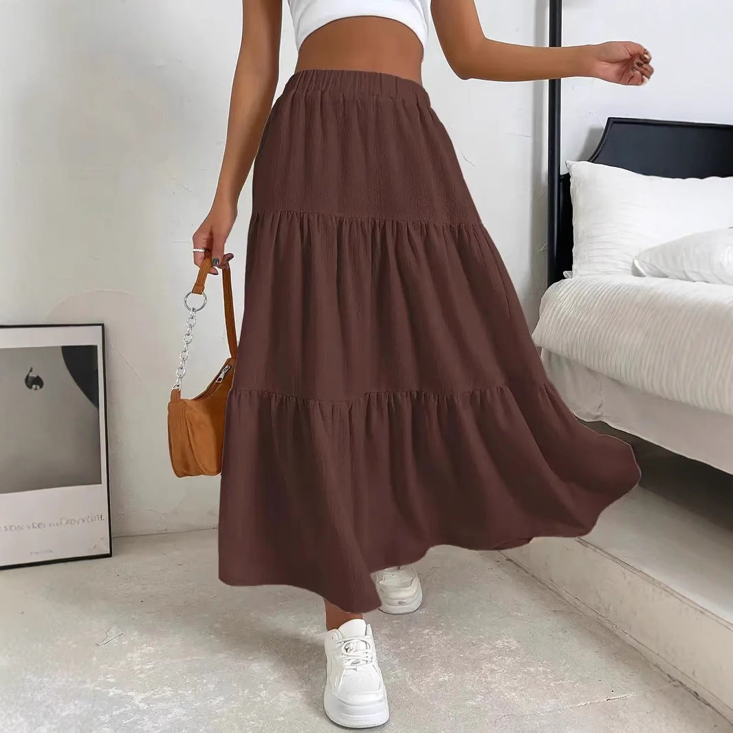 European And American Style Women Summer Bohemian Pleated Layered Long Skirt - kinko