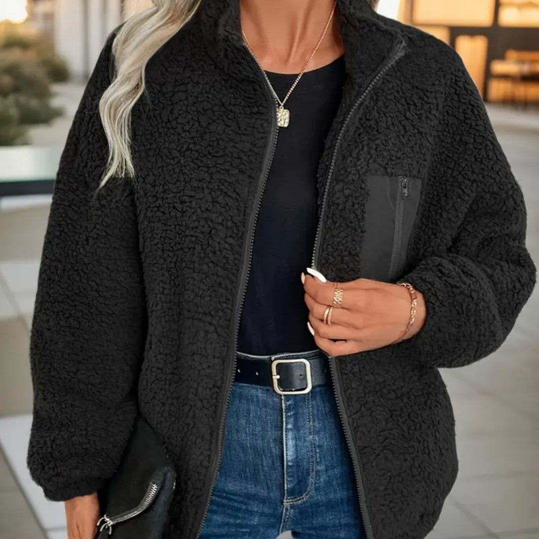 Women's Simple Fashion Zipper Drooping Shoulder Jacket - kinko