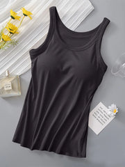 Round Neck Tank with Bra - kinko