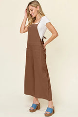 Double Take Full Size Texture Sleeveless Wide Leg Overall - kinko