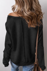 Exposed Seam Long Sleeve Sweatshirt - kinko