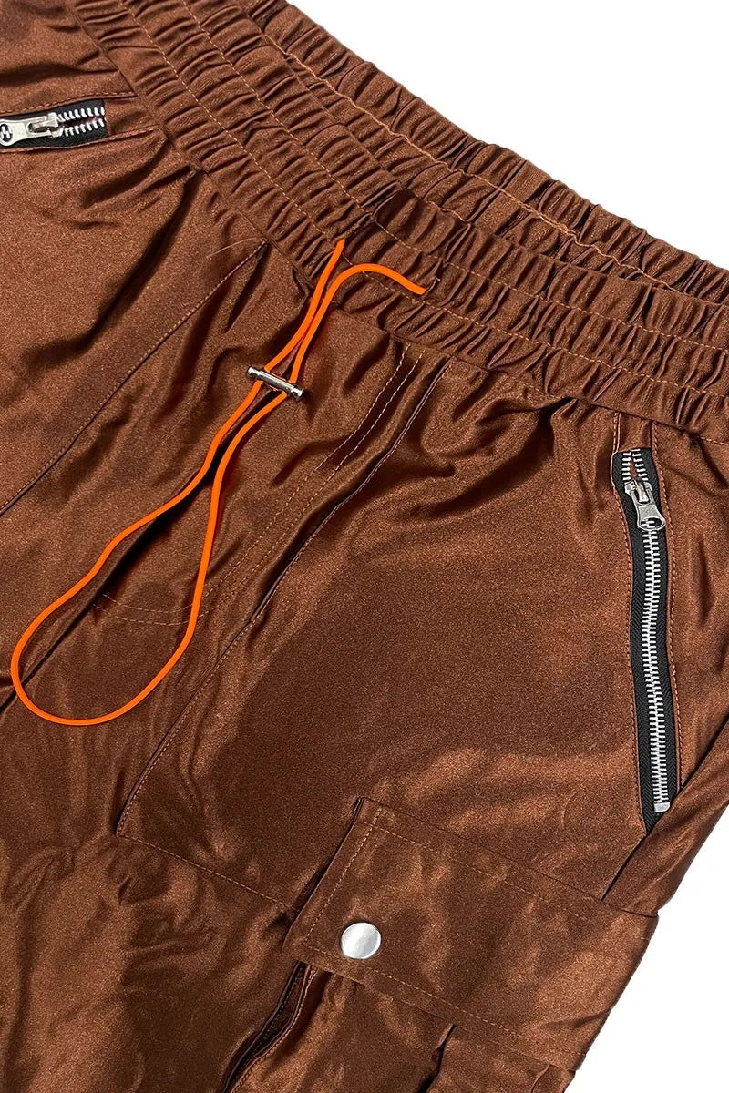 WEIV Men's Full Size Satin Street Cargo Shorts Plus Size - kinko