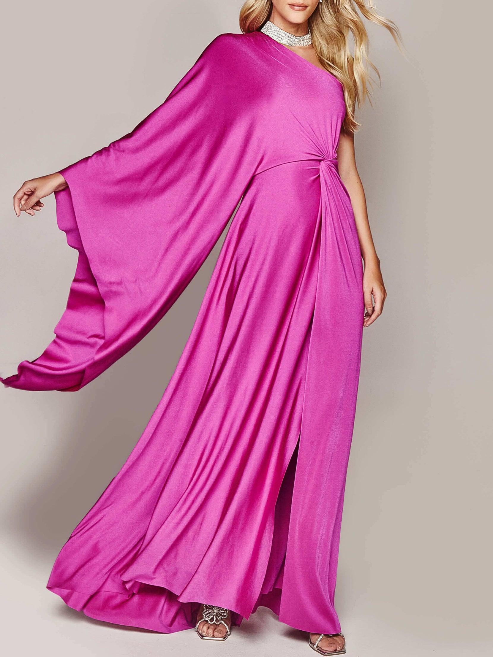 One Shoulder Twist Maxi Dress - kinko