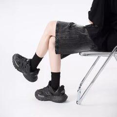 Washed Old Beautiful Ripped Denim Shorts - kinko