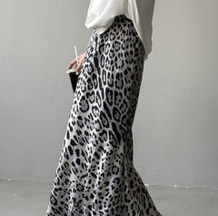 Light Luxury High-grade Leopard Print Split Skirt Women's High Waist Slimming - kinko