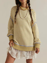 Slit Striped Oversized Sweater - kinko
